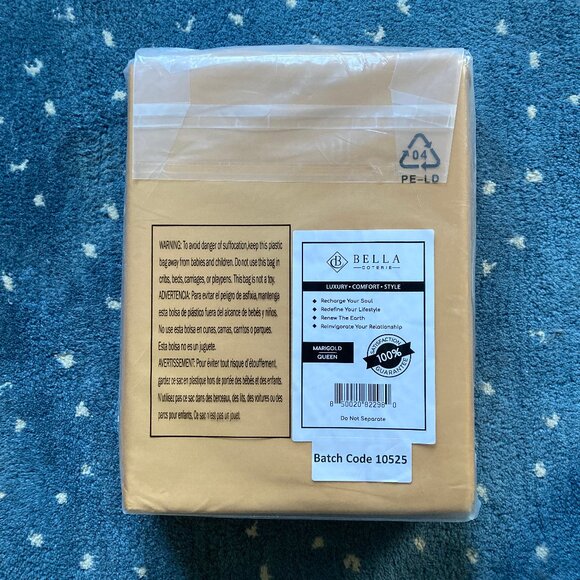 NWT Bella Coterie 100% Organic Bamboo Queen Sheet Set in Marigold! - Picture 2 of 4